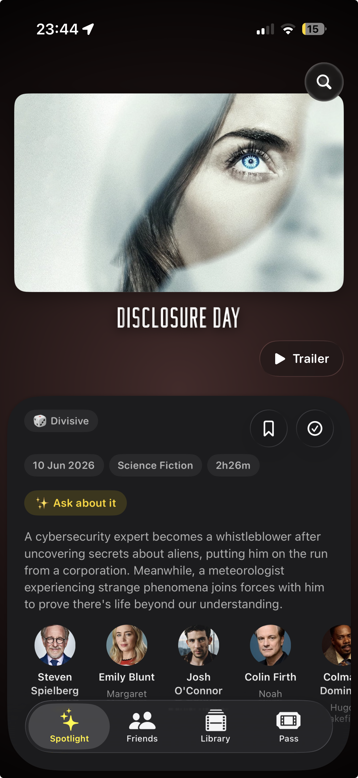 Movie details Q&A screen