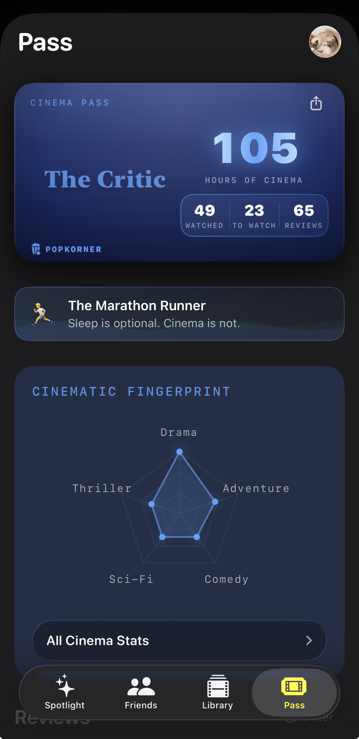 Statistics screen