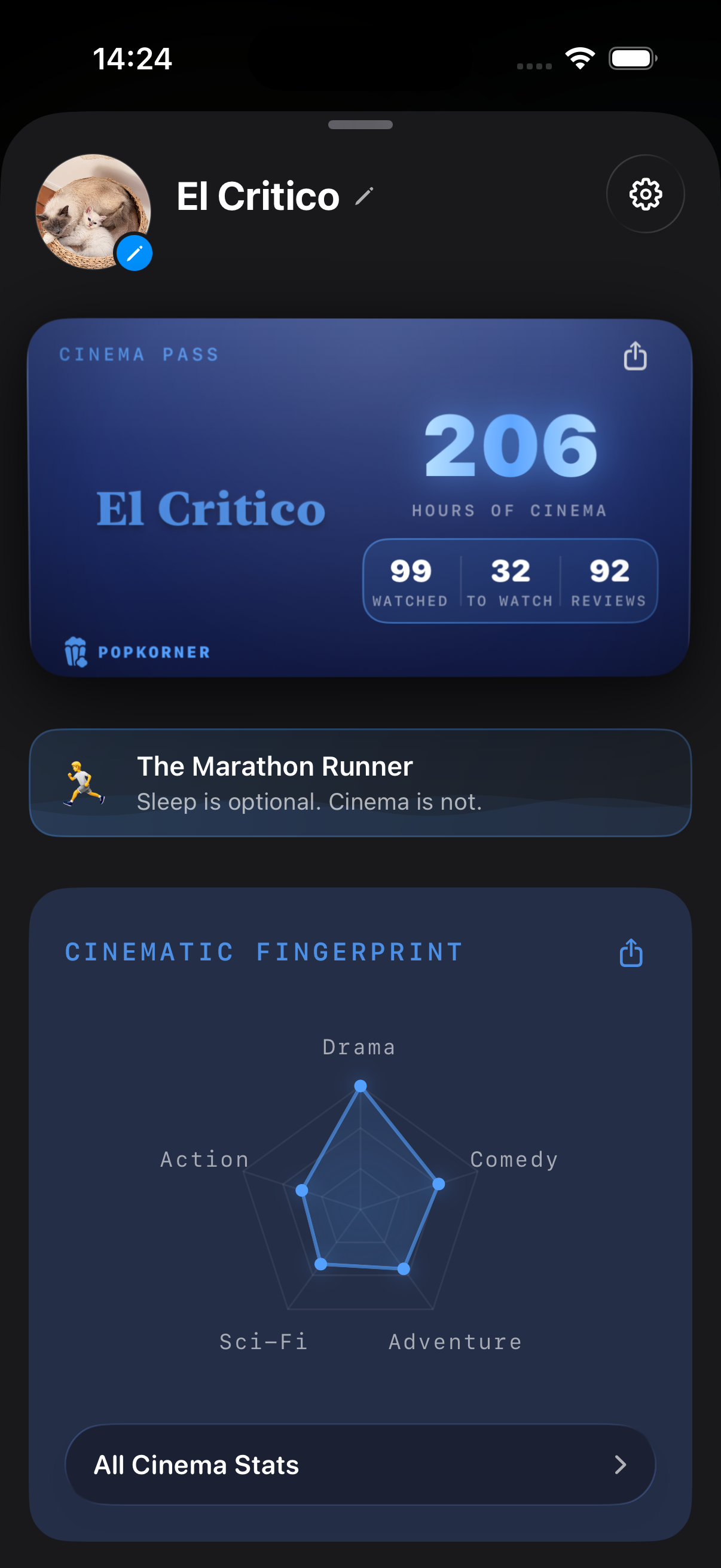 Statistics screen